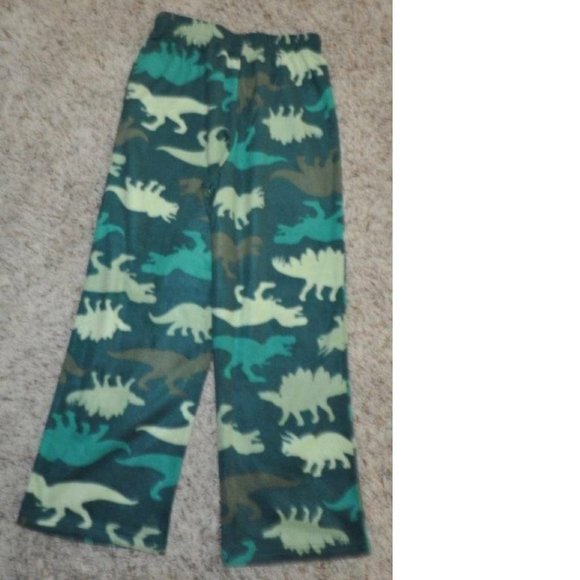 Boys Dinosaur Fleece Pajamas 8/10 Lounge Pants Green Climatesmart - Picture 3 of 3